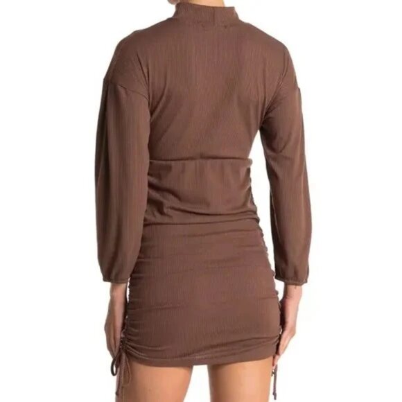 Velvet Torch Women's Chocolate Tie Side Midi Rib Knit Dress SZ XL - Picture 5 of 8